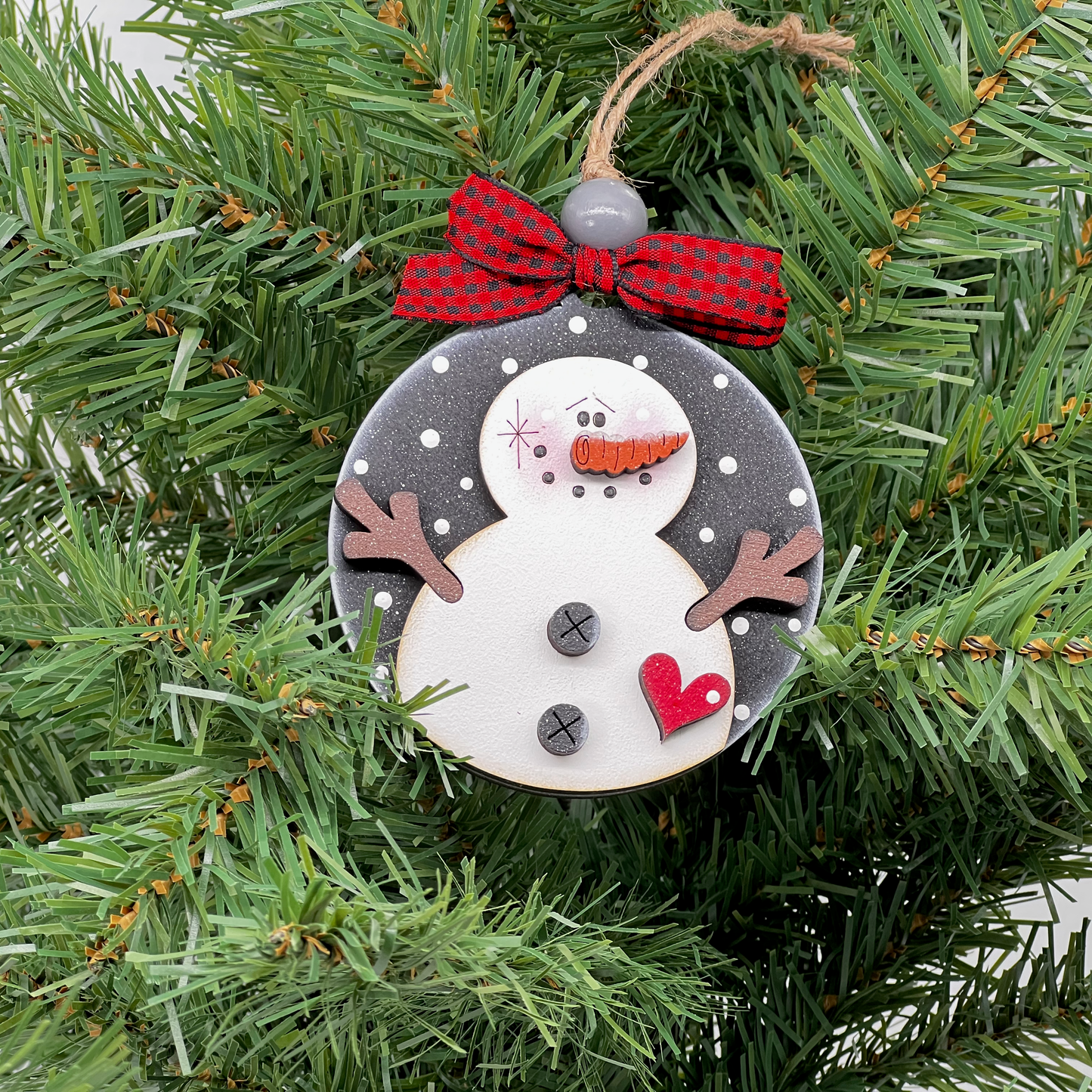 Ornament Snowman Round Polka Dot
