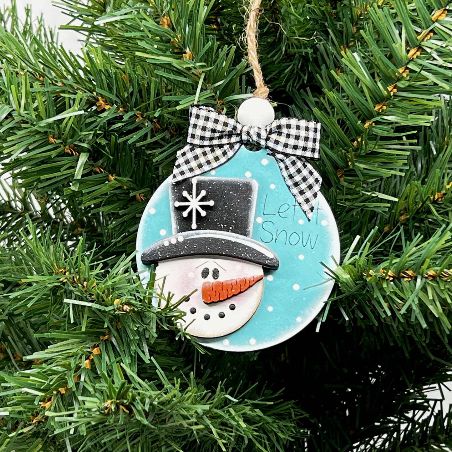 Ornament Snowman Top Hat Round