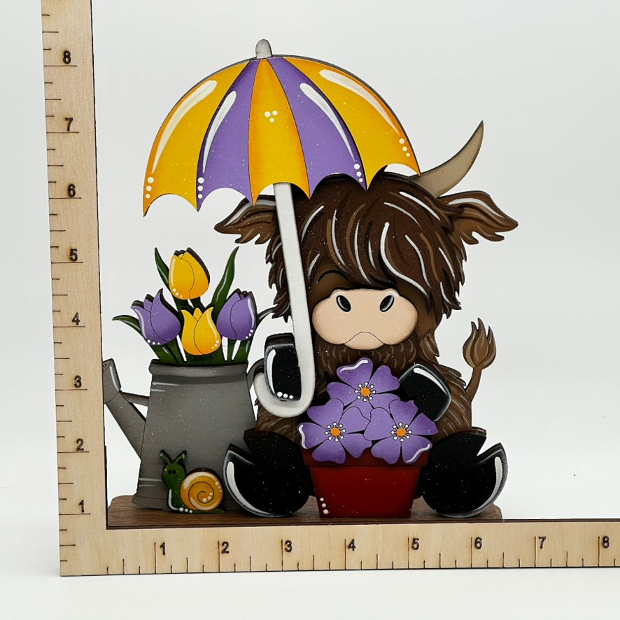 Highland Cow with Umbrella Standalone