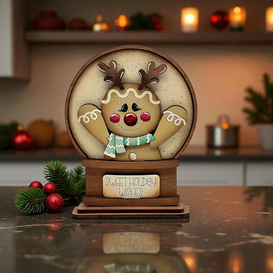 Gingerbread Reindeer Snow Globe Insert