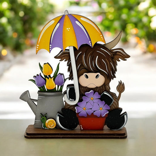 Highland Cow with Umbrella Standalone