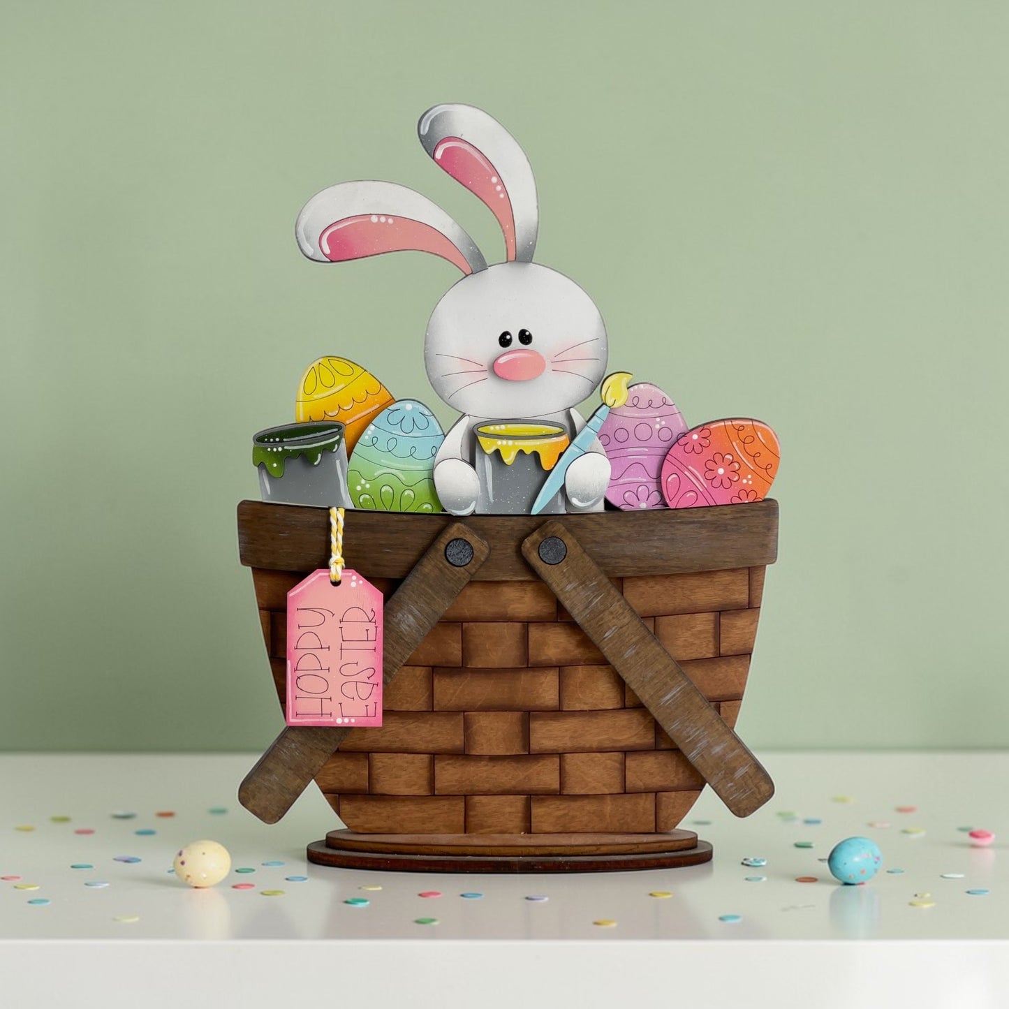 Floppy Bunny Painting Eggs Topper