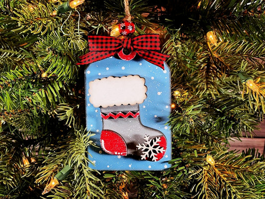 Vintage Tag - Christmas Stocking Ornament