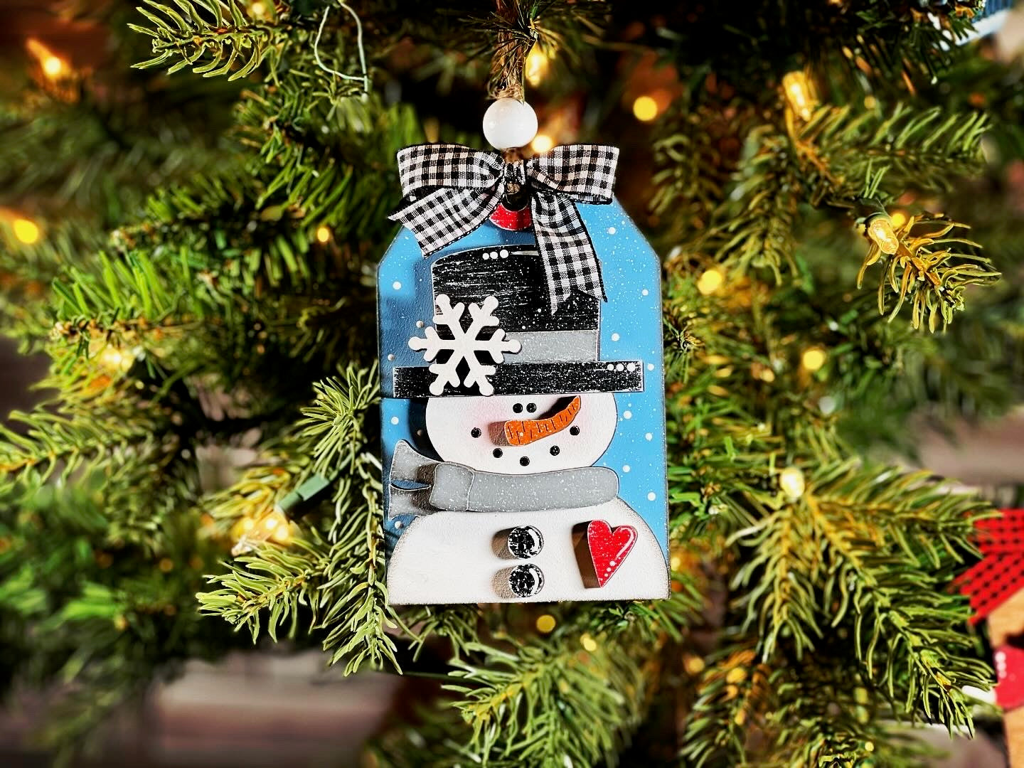 Vintage Tag - Snowman Ornament