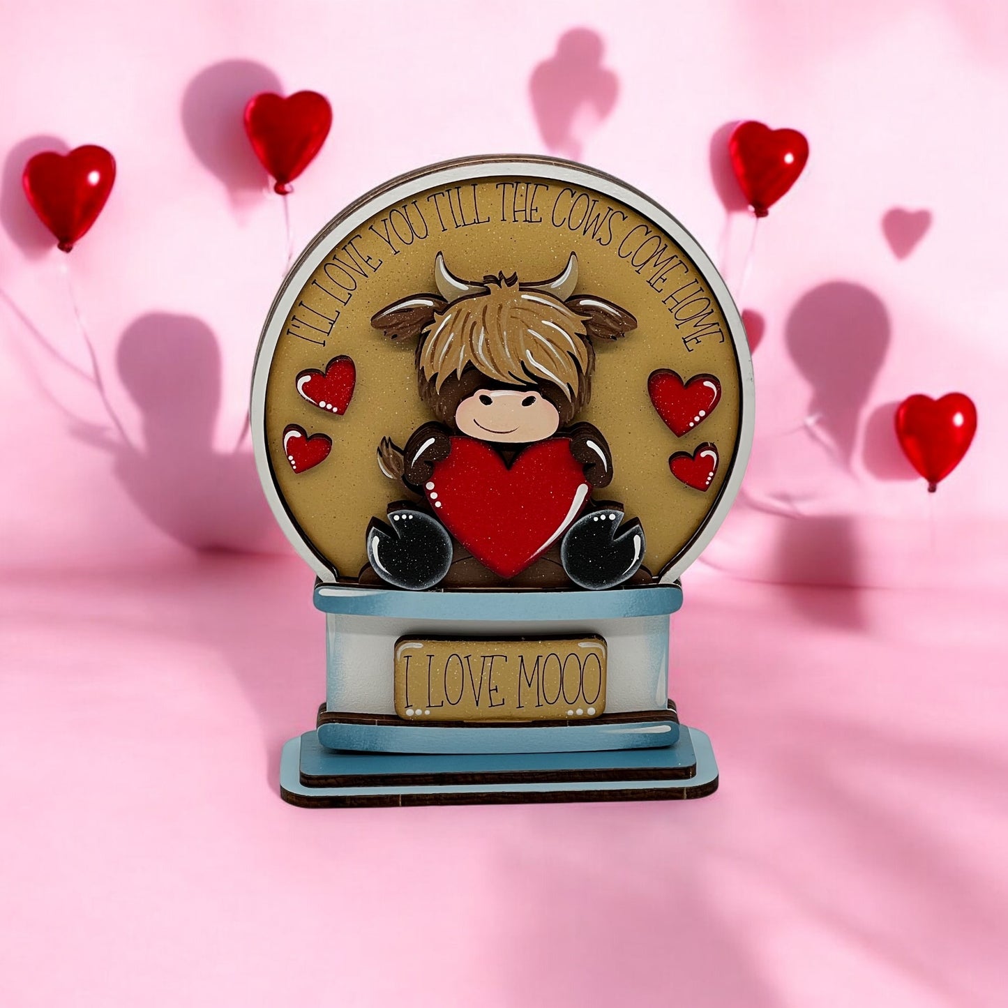 Highland Cow Valentine Globe Insert