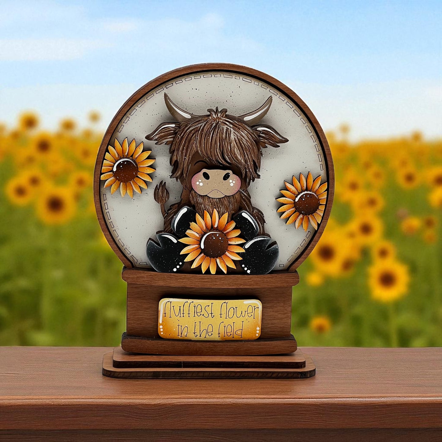 Sunflower Cow Snow Globe Insert