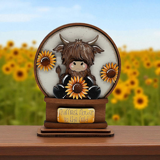 Sunflower Cow Snow Globe Insert